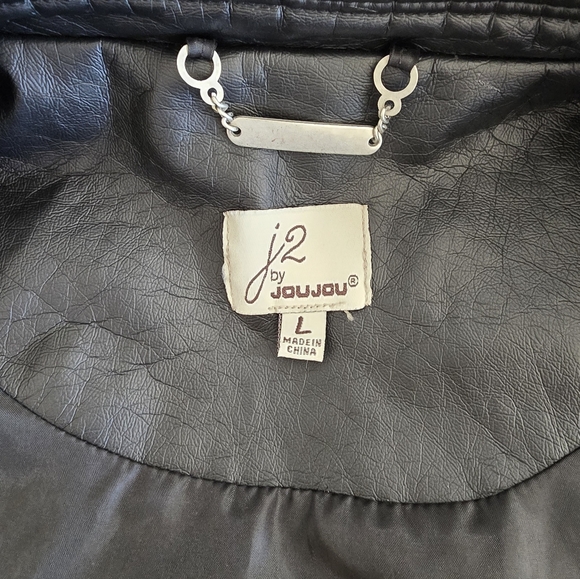 Vintage Black Faux Leather Jacket By J2 - JOU JOU - Picture 8 of 10